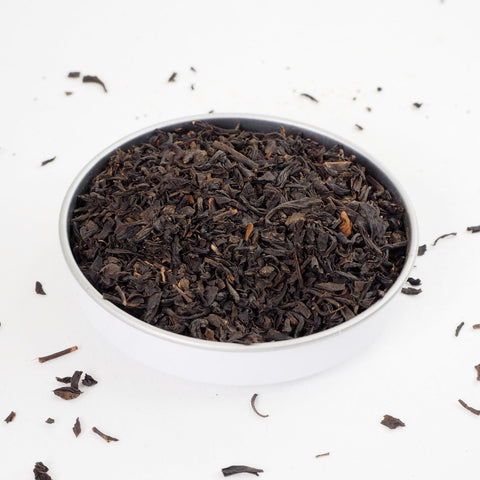 Earl Grey Tea from Teaspoon Tea Co is a quality Loose Leaf Tea. Shown here the tea leaves are large and dark, but this specialty tea is more about what you can't see, the pungent aroma and citrus taste of bergamot.