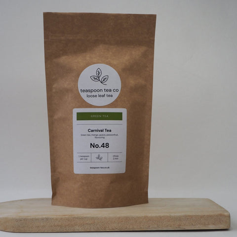 A packet of Carnival Tea Green Loose Leaf Tea from Teaspoon Tea Co