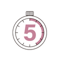 Black and pink stopwatch with the number 5 on a white background
