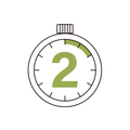 Digital timer with a green number '2' on a white background