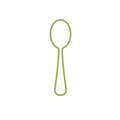 Green outline of a spoon on a white background