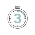 Black stopwatch with a blue number '3' on a white background