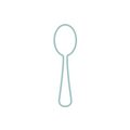 Simple line drawing of a spoon on a white background
