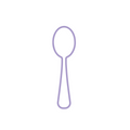 Purple outline of a spoon on a white background