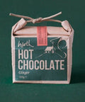 Box of härth hot chocolate ginger on a green background