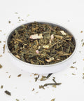Known for being a best tasting green tea, Cherry Sencha Green Tea from Teaspoon Tea Co is shown here.  Bright, large leaf green tea is blended with rose petals and cherry.  This is a flavoured tea a green tea that tastes good.  