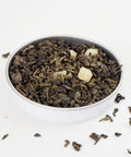 Gunpowder Green Tea and Mango are visible here, Carnival Tea is a Green tea that tastes good, it's a Loose Leaf Tea from the online teashop Teaspoon Tea Co 