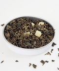 Gunpowder Green Tea and Mango are visible here, Carnival Tea is a Green tea that tastes good, it's a Loose Leaf Tea from the online teashop Teaspoon Tea Co 