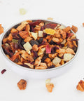 Passionfruit & Orange Fruit Tea from UK online Teashop Teaspoon Tea Co.  This fruit tea looks so good, large pieces of rich fruit can be seen including Orange peel, Apple and Pineapple. 