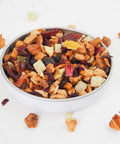 Passionfruit & Orange Fruit Tea from UK online Teashop Teaspoon Tea Co.  This fruit tea looks so good, large pieces of rich fruit can be seen including Orange peel, Apple and Pineapple. 