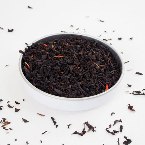 Autumn Tea from Teaspoon Tea Co is a black loose leaf tea, a flavoured tea with Redcurrant and Safflower petals.