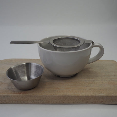 Long Handled Tea Strainer, with Drip Bowl - Teaspoon Tea Co