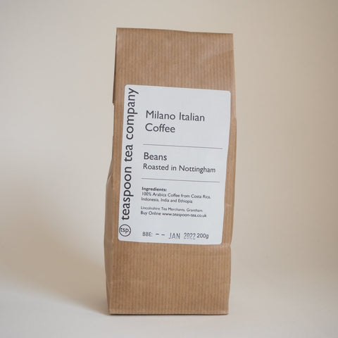 A packet of Milano Italian Coffee Beans, 200g - Teaspoon Tea Co